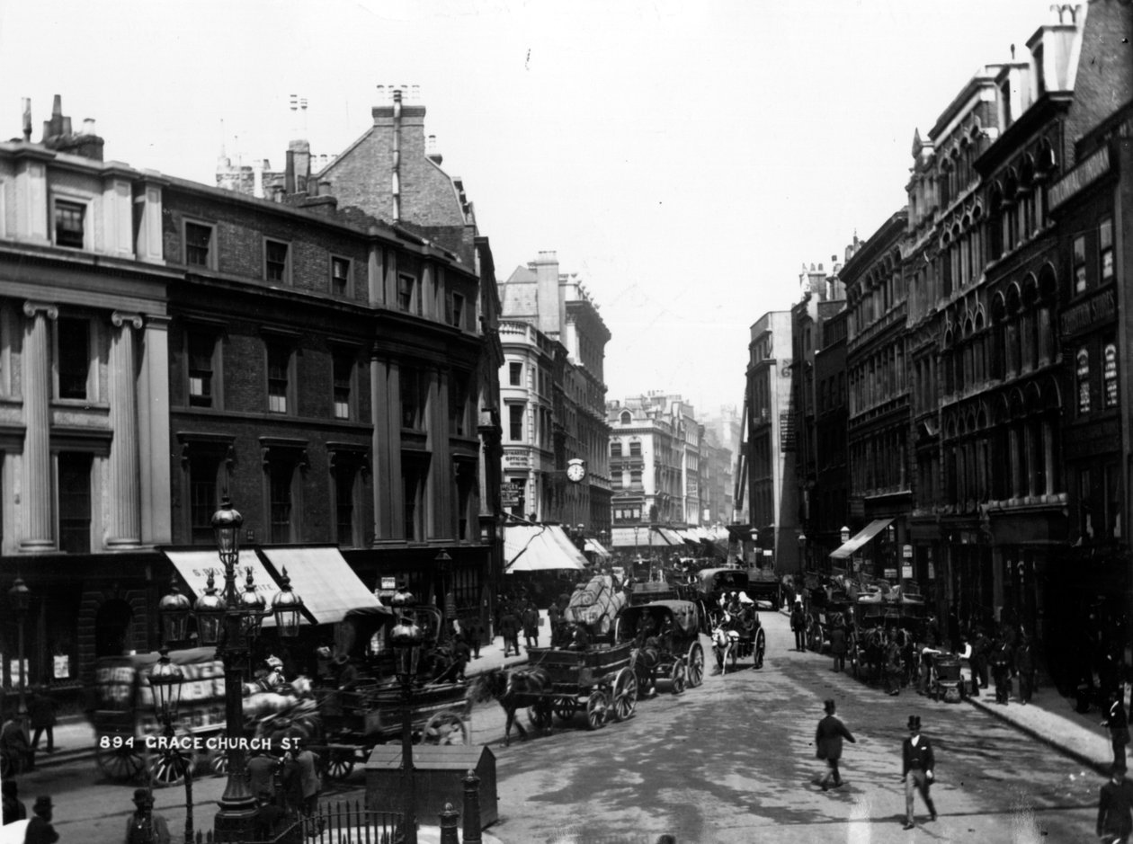 Gracechurch Street, Lontoo, noin 1890 tekijältä English Photographer