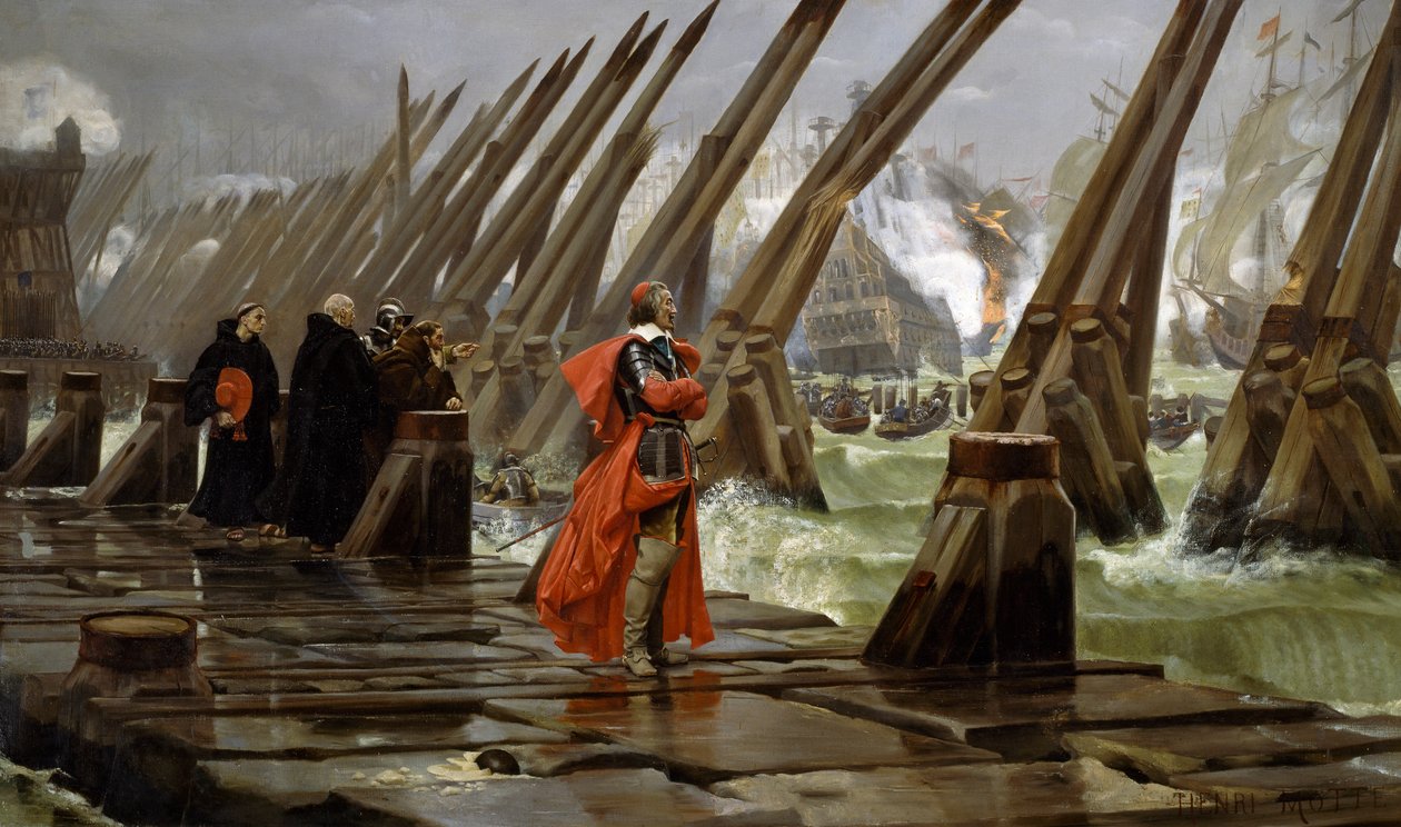 Richelieu (1585-1642) La Rochellen rantamuurilla. tekijältä Henri Paul Motte