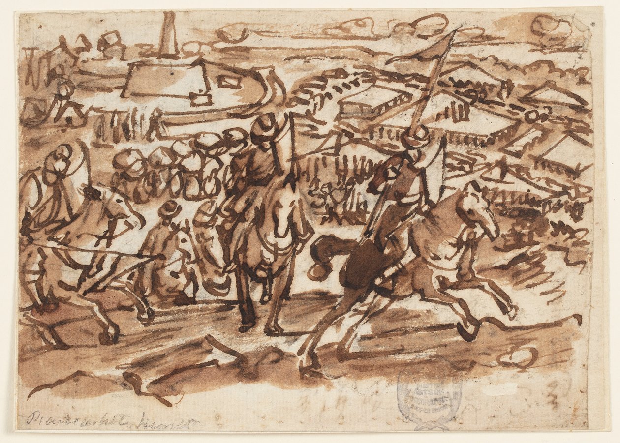 Turkkilaisten vetäytyminen Wienin piirityksen jälkeen vuonna 1529 tekijältä Jan van der Straet, called Stradanus