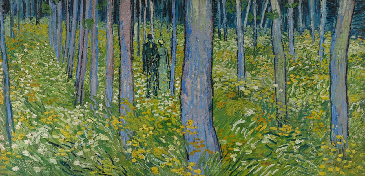 Aluskasvillisuus kahdella hahmolla tekijältä Vincent van Gogh
