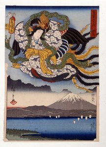 Amaterasu, auringon jumalatar Fuji-vuorella