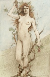 Nainen nude rypäleillä