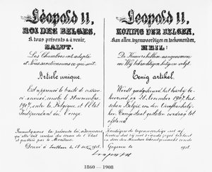 Kuningas Leopold II:n (1835-1909) allekirjoitus Kongon liittämisestä Belgiaan, 1908
