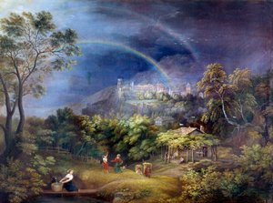 Heidelbergin linna. Georges Wallisin (1770-1847) maalaus Ec. Ang.