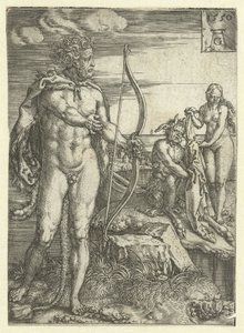 Hercules pelastaa Deianiran Nessuksesta Labors of Hercules (sarjan nimi) tekijältä Heinrich Aldegrever