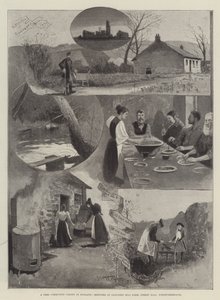 Vapaa kommunistinen siirtokunta Englannissa, luonnoksia Clousden Hillin maatilalla, Forest Hallissa, Northumberlandissa.