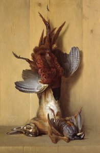 Asetelma jänisen, fasaanin ja punaisen peltopyyn kanssa, 1753