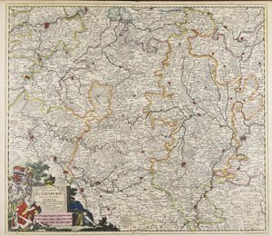 Ducatus Lutzenburgi nova et accurata tabula : cum adjacentibus provinciis et omnibus suis regionibus delineatio / per Iustinum Danckerts.