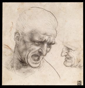 Kahden soturin pään tutkimus Anghiarin taistelun ajalta tekijältä Leonardo da Vinci