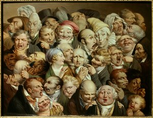 Karikatyyri: sarja naurettavia ilmaisuja "" 35 ilmaisupään jälleennäkeminen"" Louis Leopold Boillyn (1761-1845) maalaus n. 1825 Öljy puulle Dim. 0,19x0,25 m Tourcoing, musee des Beaux Arts - 35 ilmeen jälleennäkeminen. Sarjakuva: tutkimukset r