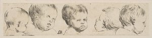 Levy 10: Five Heads of Children, kokoelmasta erilaisia doodle- ja etsausproo..., n. 1646. tekijältä Stefano della Bella