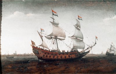 Hollantilainen laiva syvällä merellä (maalaus tekijältä Hendrick Cornelisz. Vroom