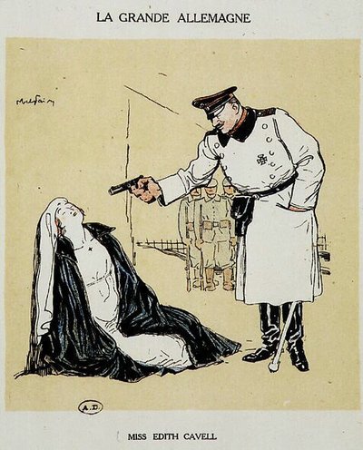 Saksalaisten teloittama neiti Edith Cavell, kuvan Abel Faivre (1864-1945). tekijältä Jules Abel Faivre