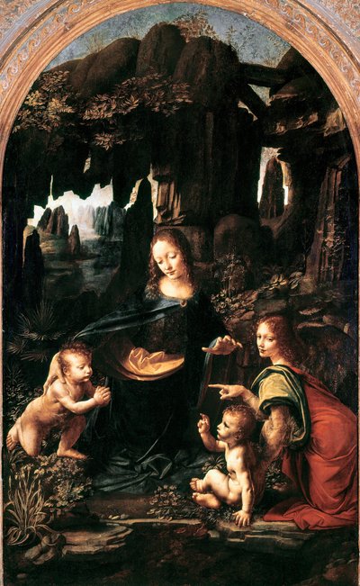 Madonna of the Rocks, n.1483-94 (öljy paneelille, siirretty kankaalle). tekijältä Leonardo da Vinci