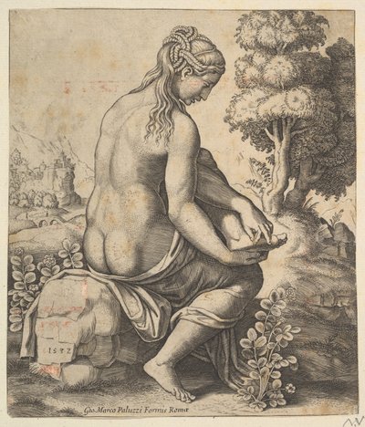 Venus poistaa piikkia jalaltaan, 1532. tekijältä Master of the Die