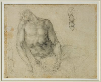 Kuollut Kristus ja kaksi toistoa oikeassa käsivarressa ... tekijältä Michelangelo Buonarroti