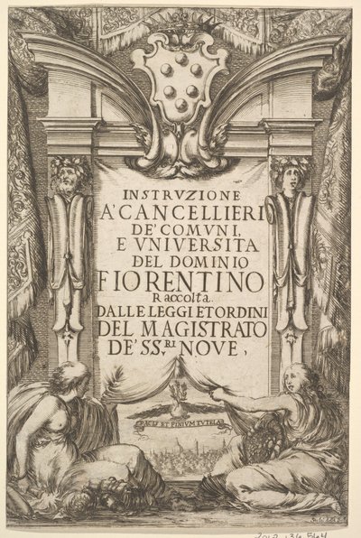 Kanslerin ohjeiden etukappale Instruzione a Cancellieri: Medici coat ..., 1635. tekijältä Stefano della Bella