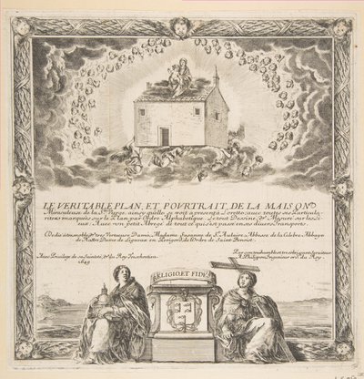 Frontispiece teokselle The True Plan ja Portrait of the House of Ste. Neitsyt, 1649. tekijältä Stefano della Bella